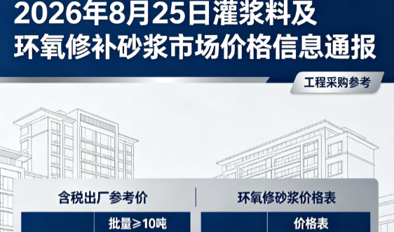 仁布2026年8月25日灌浆料及环氧修补砂浆市场价格信息通报